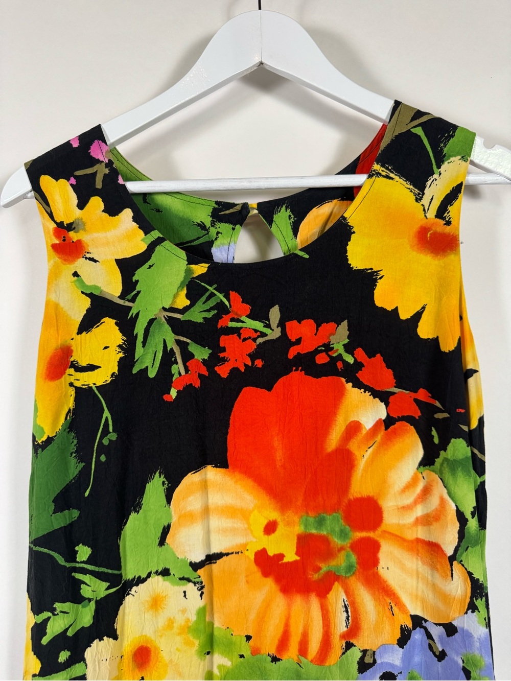 Jams World Vintage Dress Flora Grande BLK Hawaiian Tropical Resort Vacation M - Picture 2 of 10